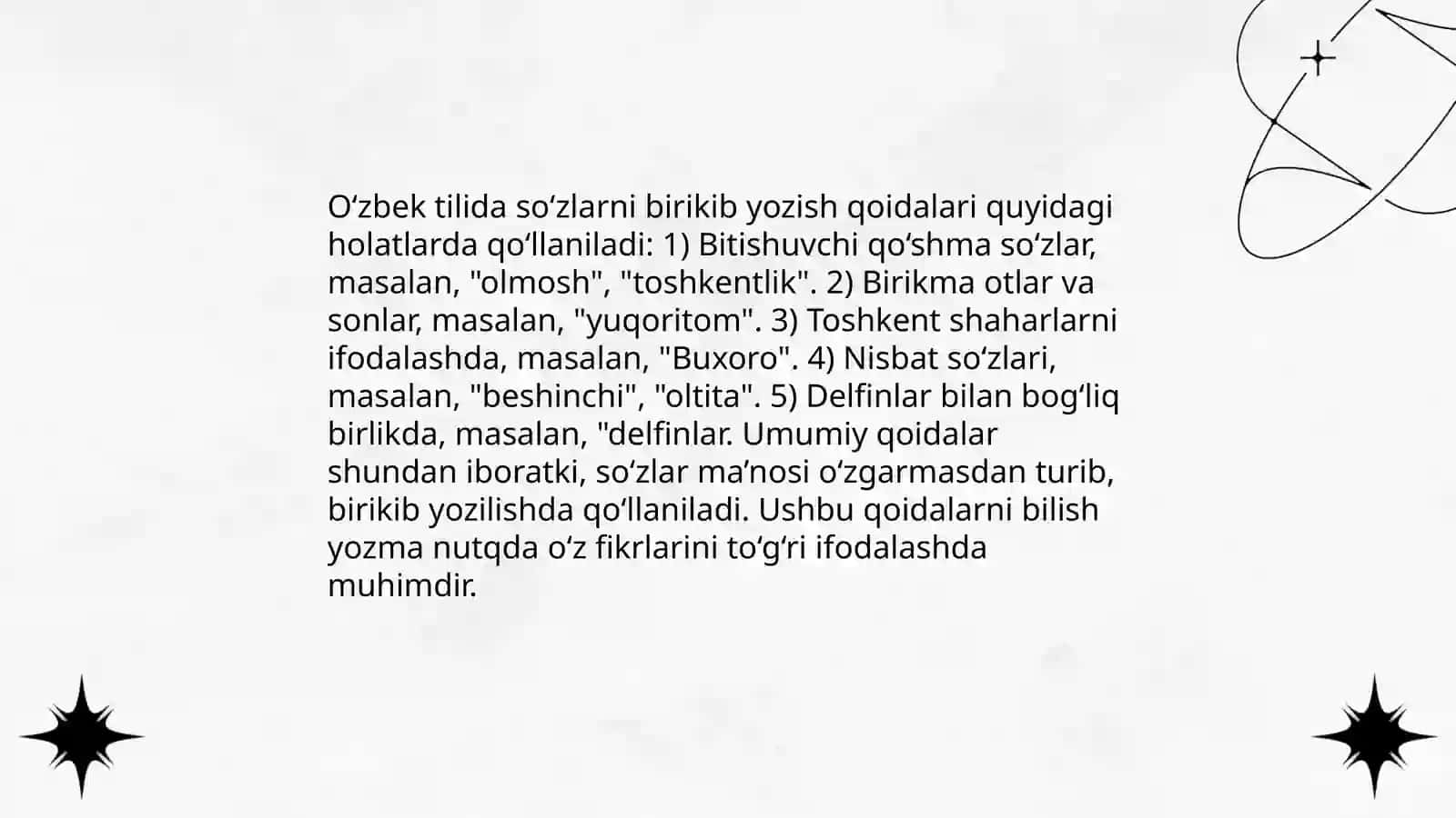 Oʻzbek tilida soʻzlarni Qoʻshib va ajratib yozish qoidalari 3