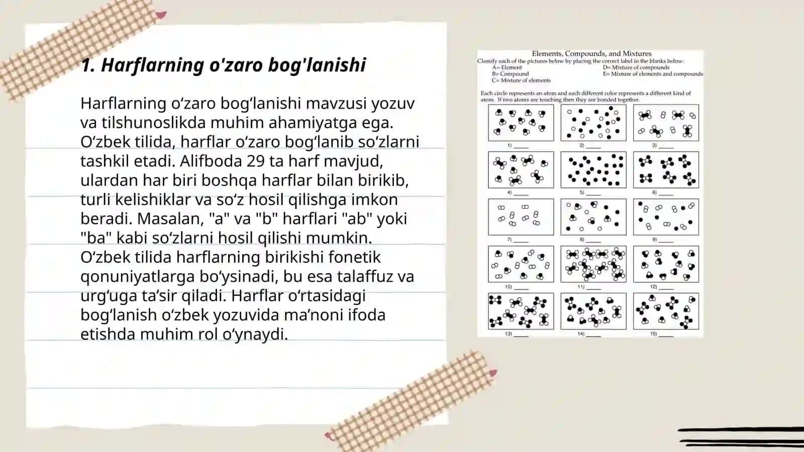 Harf birikmalari va ularning elementlari ustida ishlash 3