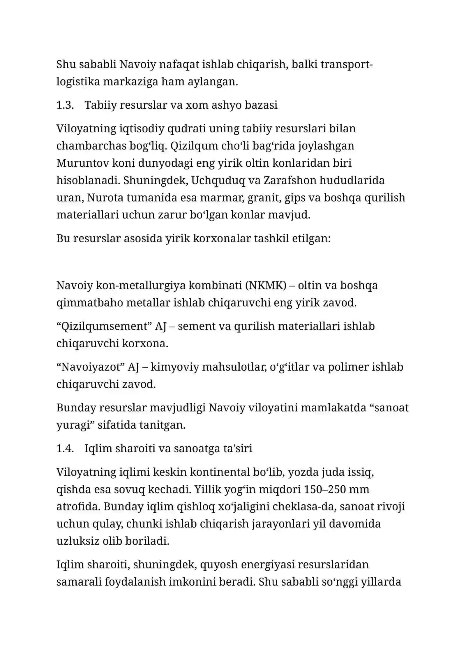 NAVOIY VILOYATINING SANOAT SALOHIYATI VA IQTISODIY-GEOGRAFIK TAVSIFI 3