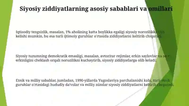 Siyosiy konfliktlarning kelib chiqish sabablari va omillari 3