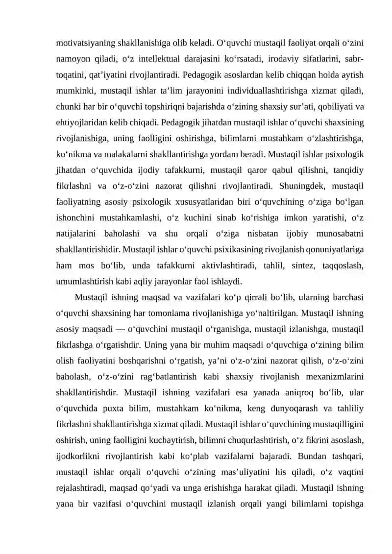 O‘quvchilarning mustaqil ishlarini tashkil etish 3
