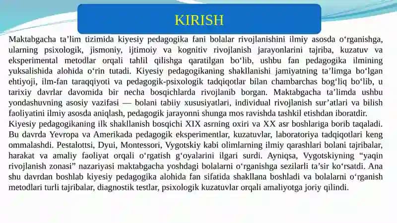Kiyesiypedagogika fanining taraqqiyot bosqichlari 3