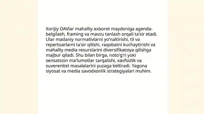 Xorijiy ommaviy axborot vositalarining media makondagi òrni 3
