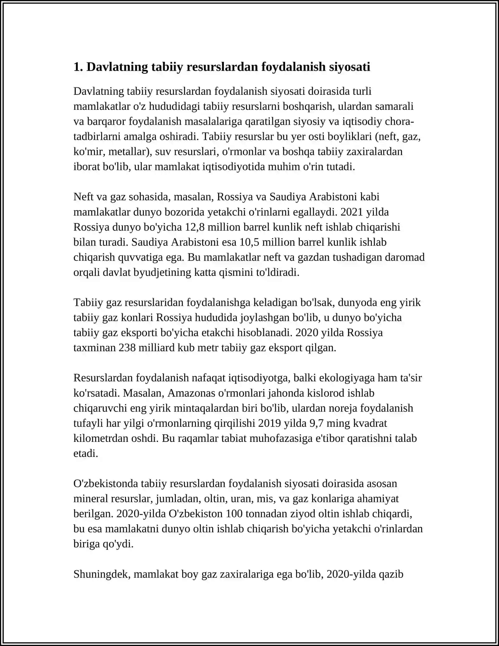 DAVLATNING TABIIY RESURSLARIDAN FOYDALANISH VA EKOLOGIYA SIYOSATI 3