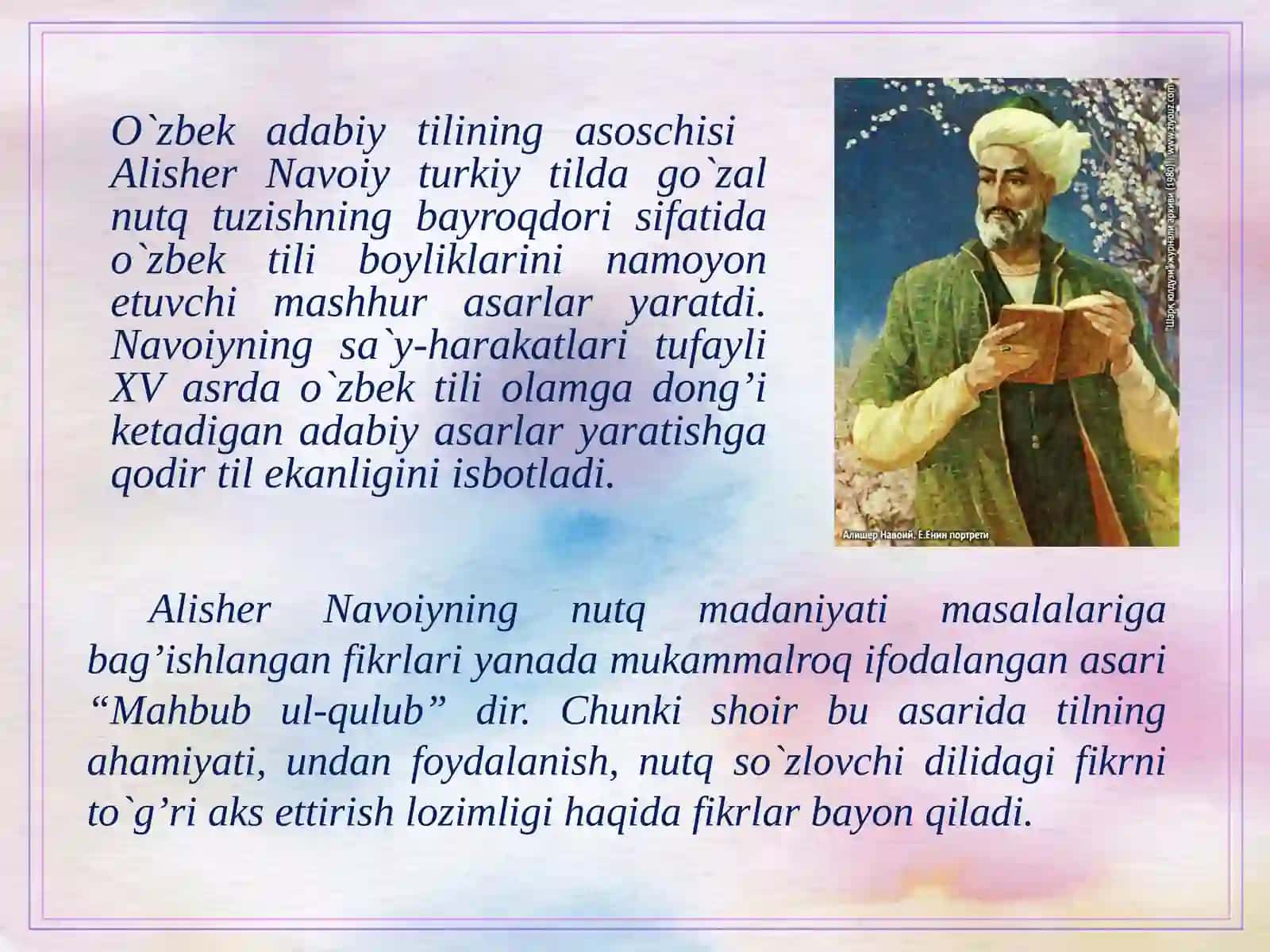 Alisher Navoiy jodidanutq madaniyatimasalalarivanotiqliksan’ati 3