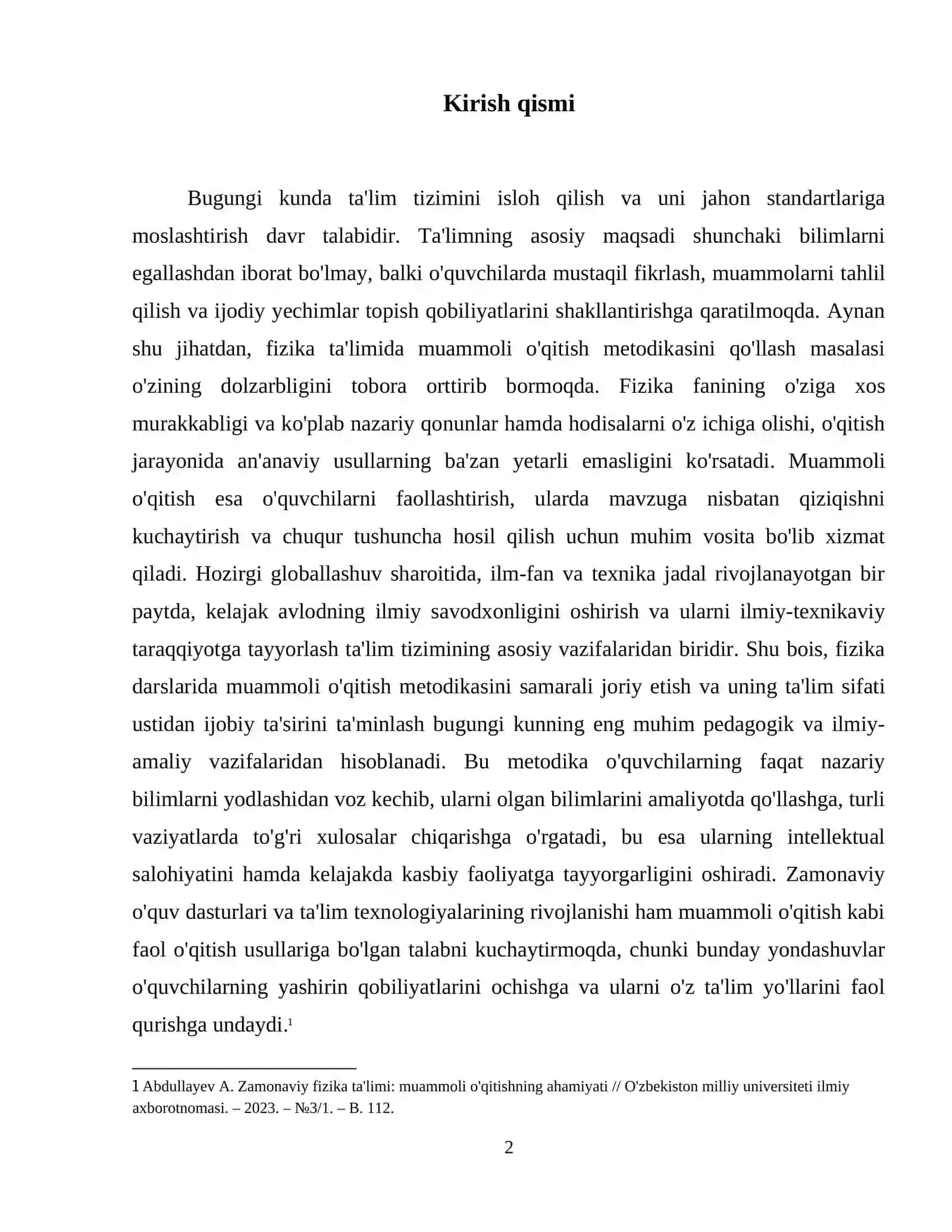 Fizika darslaridan muommoli òqitishni amalga oshirish metodikasi. 3
