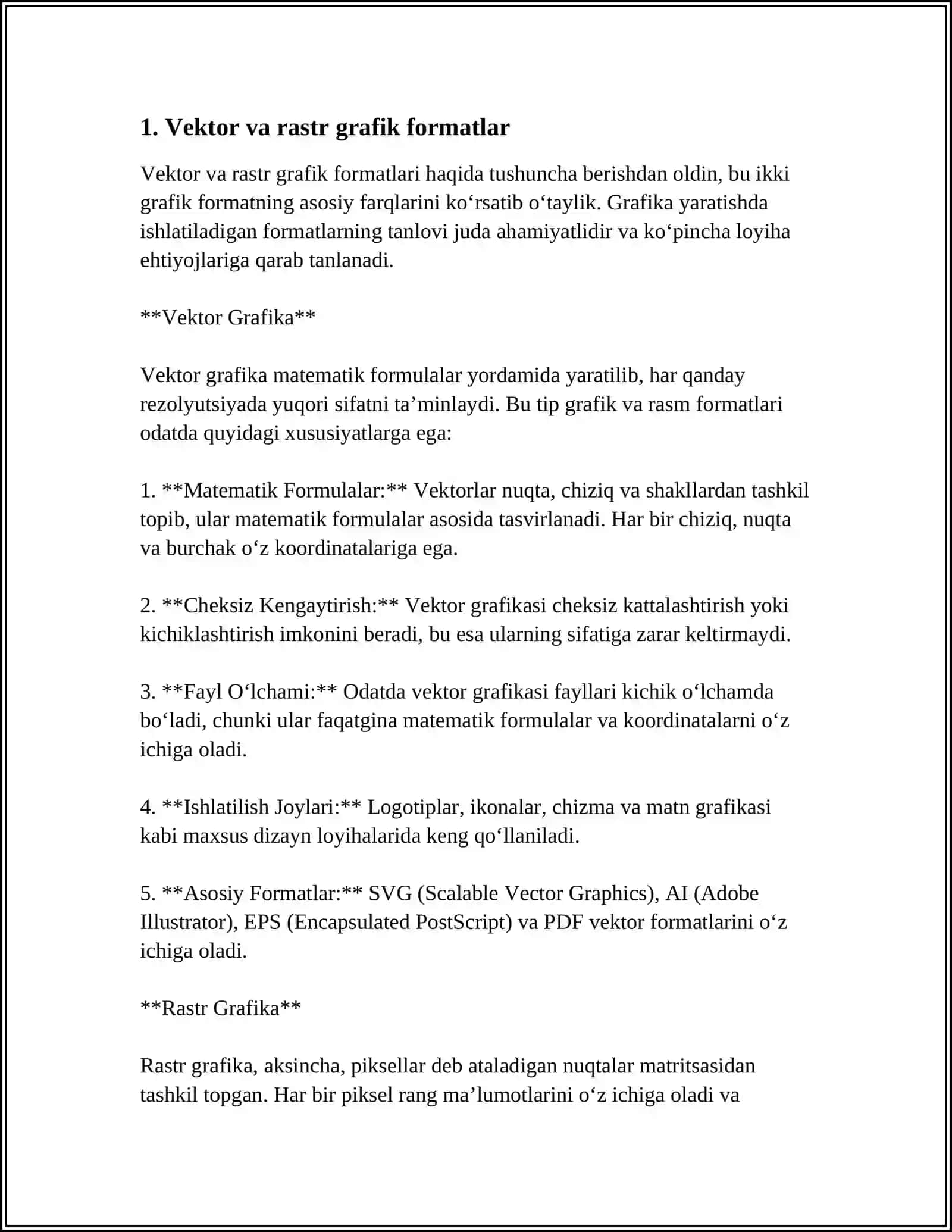 QATLAMLAR, KANALLAR, GRAFIK FORMATLAR BILAN ISHLASH 3