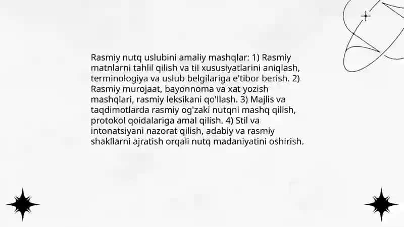 O'zbek tili nutq uslublarini amaliy mashqlarda o'rganish 3