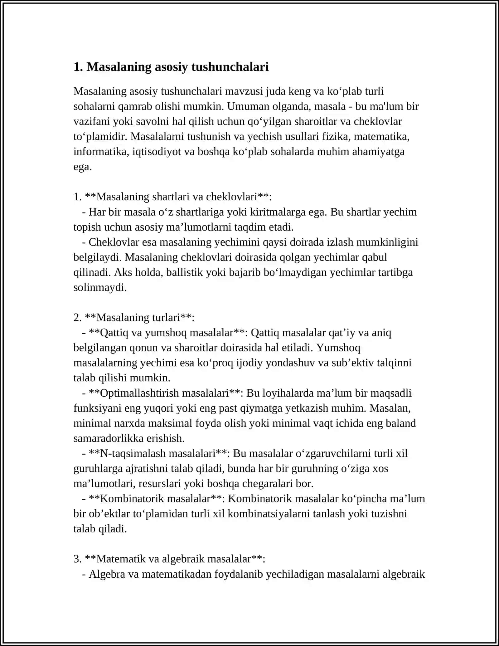 ARIFMETIK MASALALAR YECHISHGA OʻRGATISH METODIKASI. MASALA VA UNING TARKIBI 3