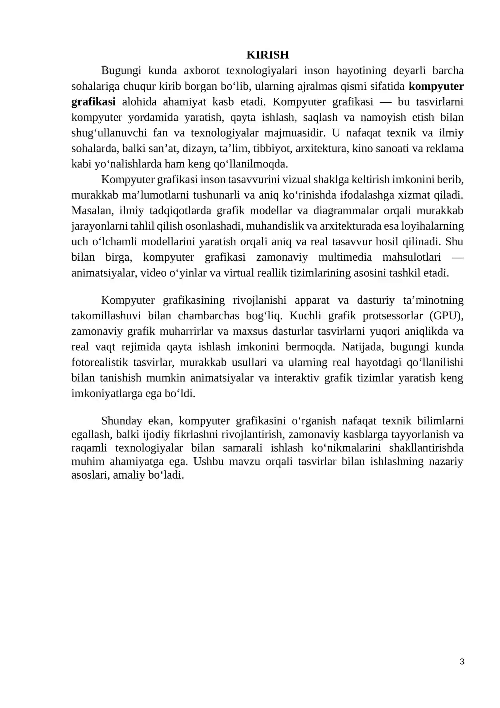 KOMPYUTER GRAFIKASI VA UNING TURLARI 3