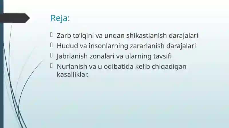 To’lqin Zarbi va Jabrlanish Zonalarini O’rgatish 3