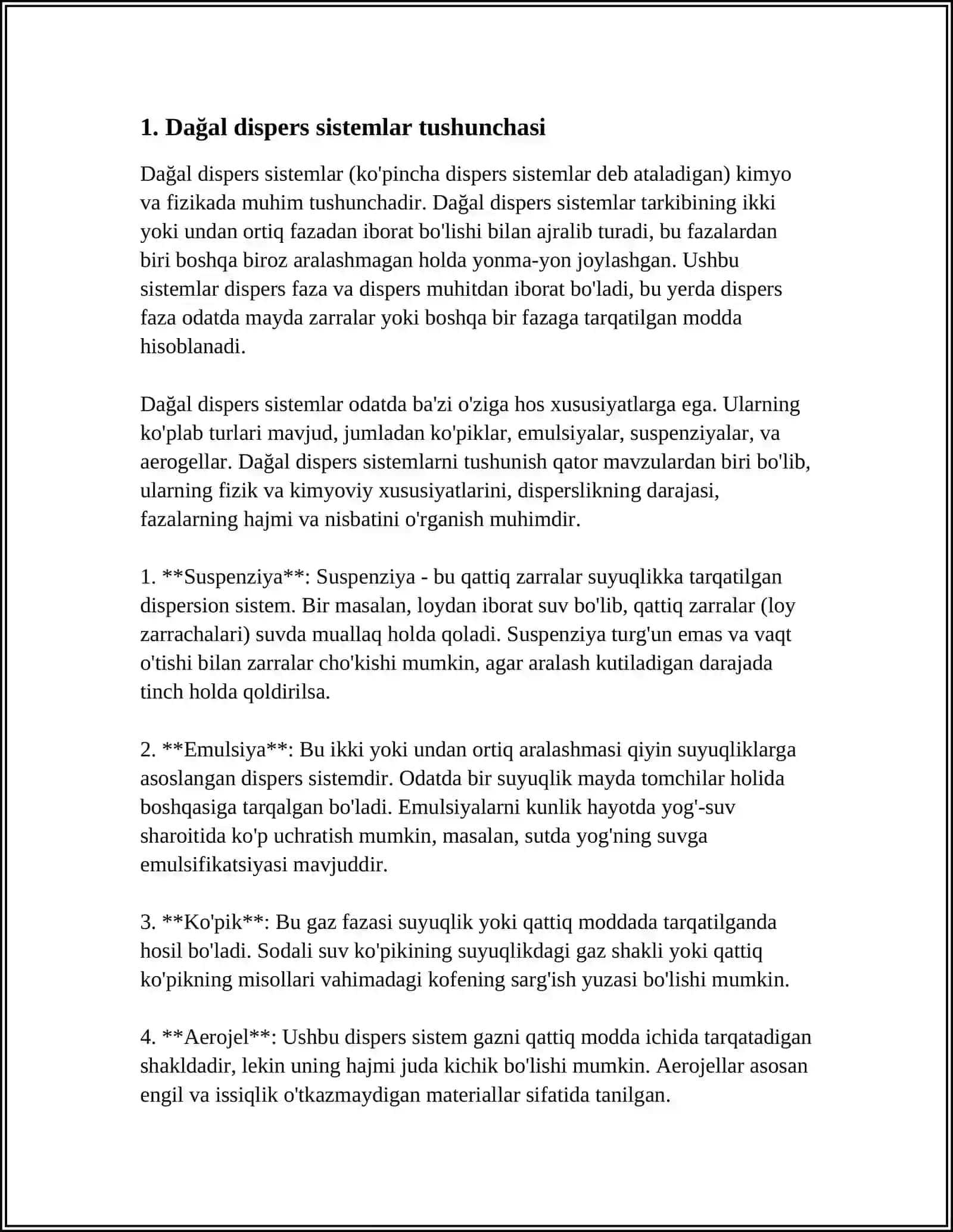 DAĢAL- DISPERS SISTEMALARNING XOSSALARI VA ULARNI TIBBIYOT VA FARMAKOLOGIYA ISHLATILISHI 3