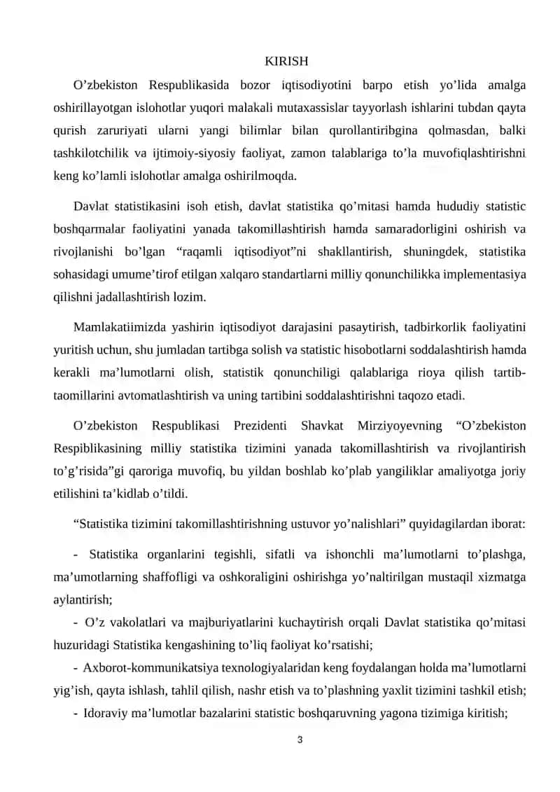 Statistika fanidan o’quv amaliyoti 3