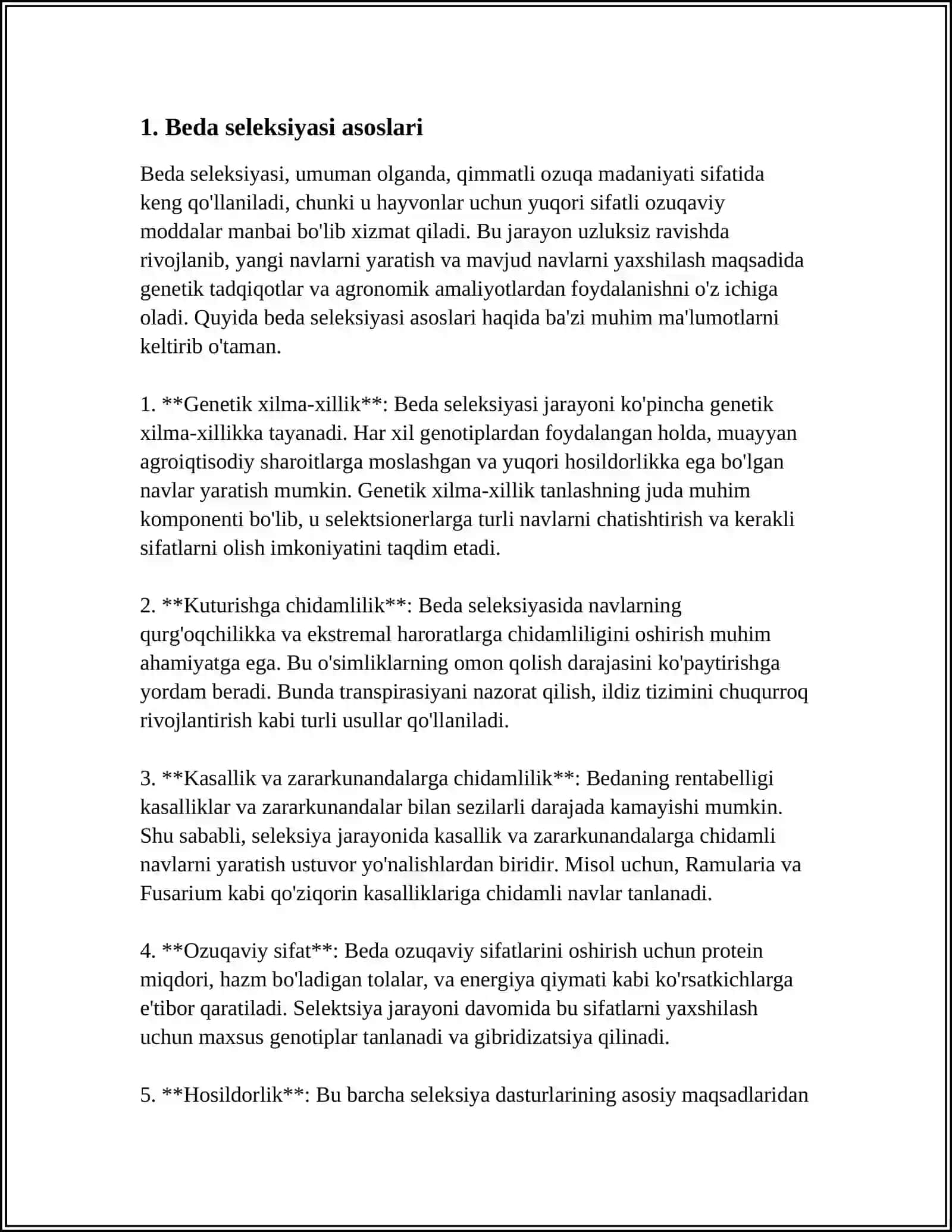 MAMLAKATIMIZDA BEDA SELLEKSIYASI VA URUG'CHILIGI JARAYONIDA FOYDALANILADIGAN USULLARI 3