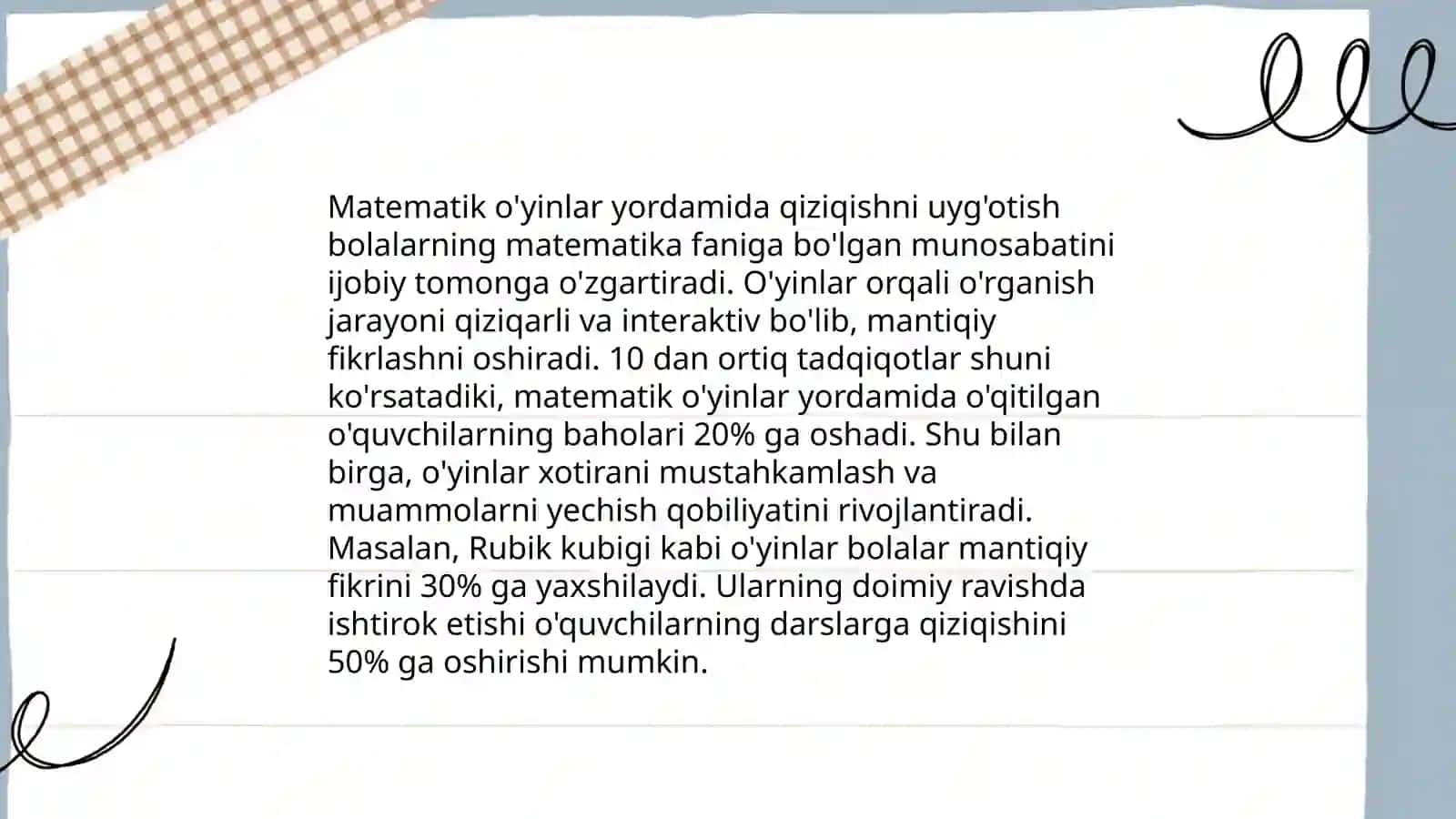 Matematik bilimlari uchun o'yinlar 3