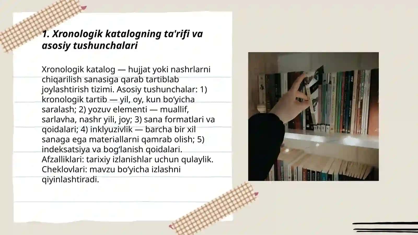 Fani Mavzu Xronologik catalog tuzilishi va qo'llanilishi 3
