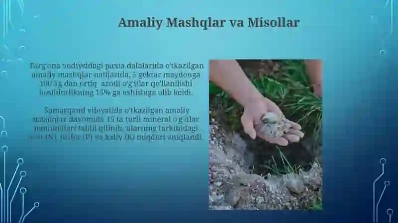 Amaliy mashgʻulot Mineral o'g'itlarni aniqlash 3