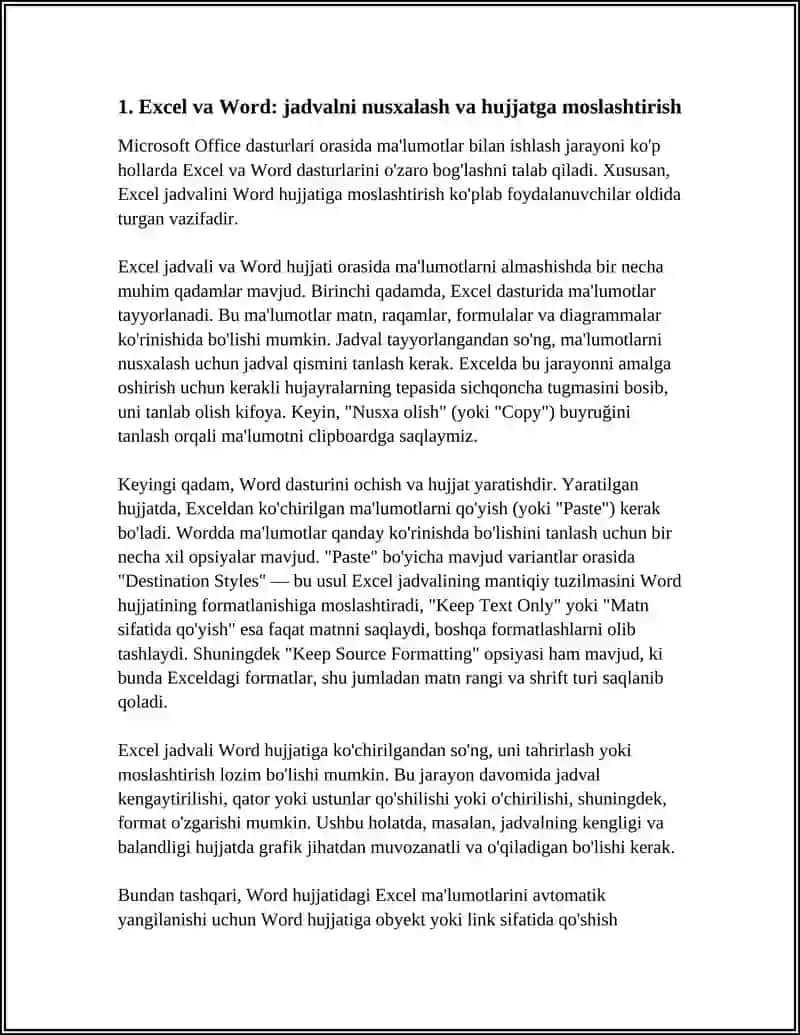 MICROSOFT OFFICE DASTURLARI ORASIDA MA'LUMOTLAR BILAN ISHLASH 3