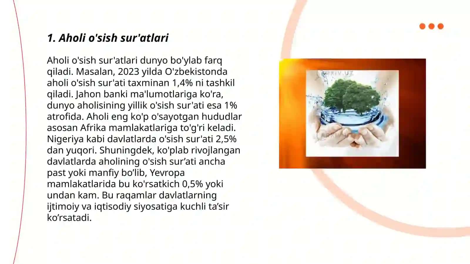 Ekalogiya va demograﬁya(aholini òsishi) 3