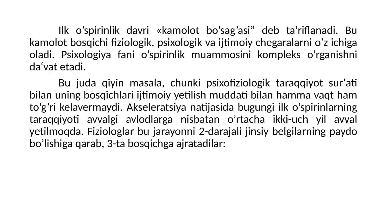 O’SPIRINLIK DAVRI 3