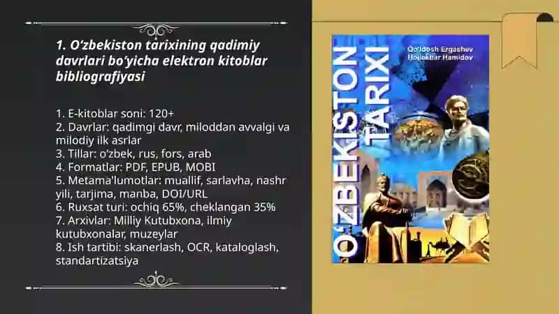 O‘zbekiston tarixining turli davrlariga oid elektron kitoblar bibliografiyasini shakllantirish 3