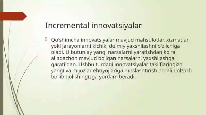 Innovatsiyaning sohalar bo'yicha turlari 3
