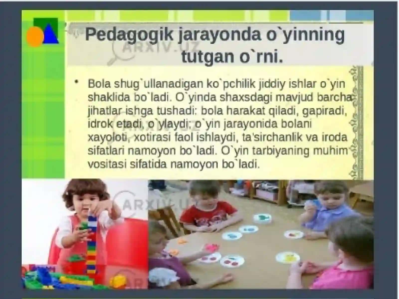 O’yin maktabgacha yoshdagi bolaning yetakchi faoliyati sifatida 3