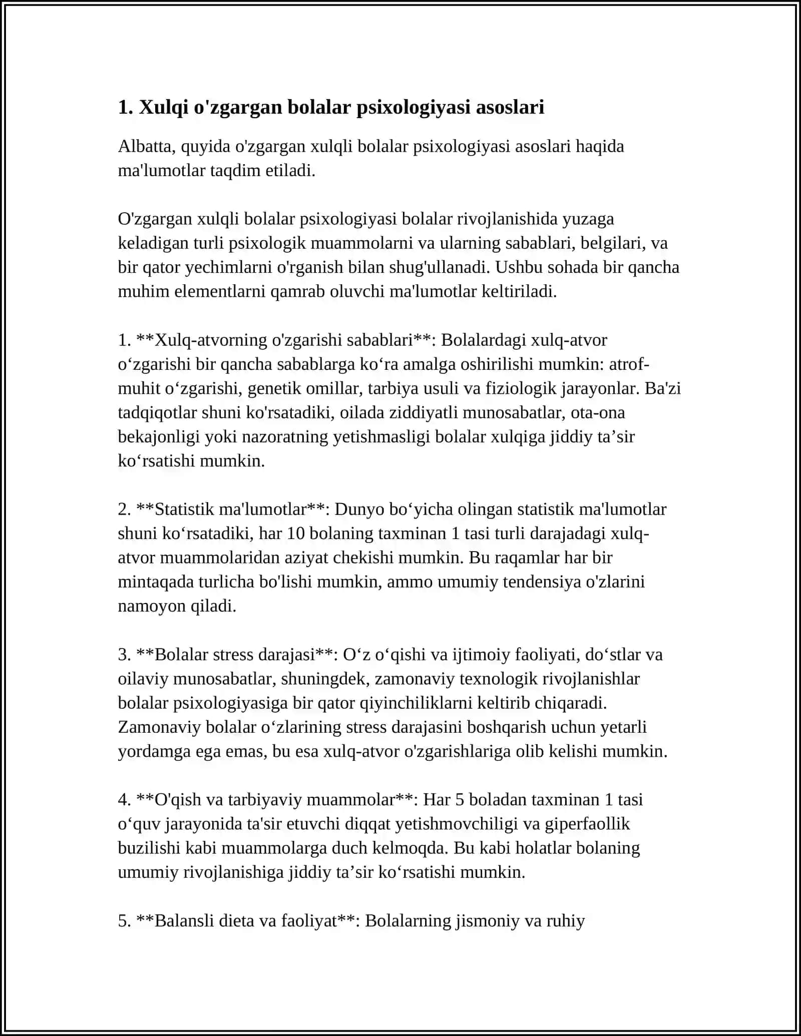 Xulqi o'zgargan bolalar psixologiyasi 3