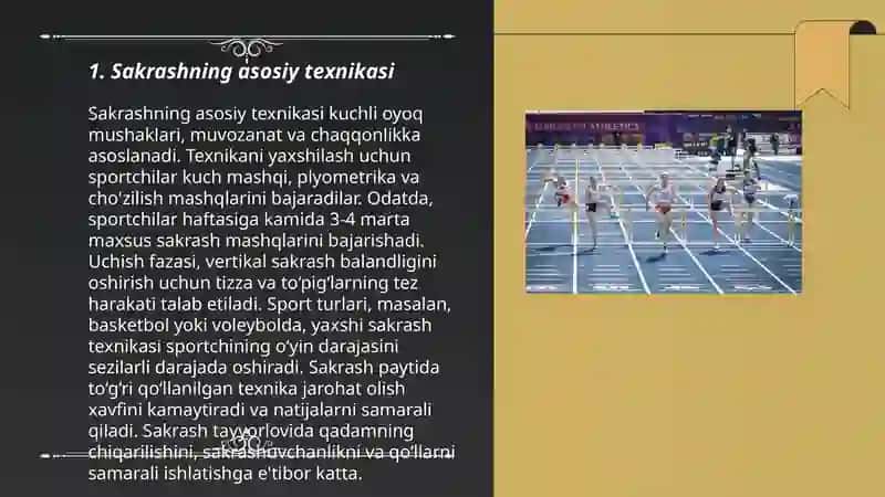 Yengil atletika. Sakrash mashqlarini o'rgatish. 3