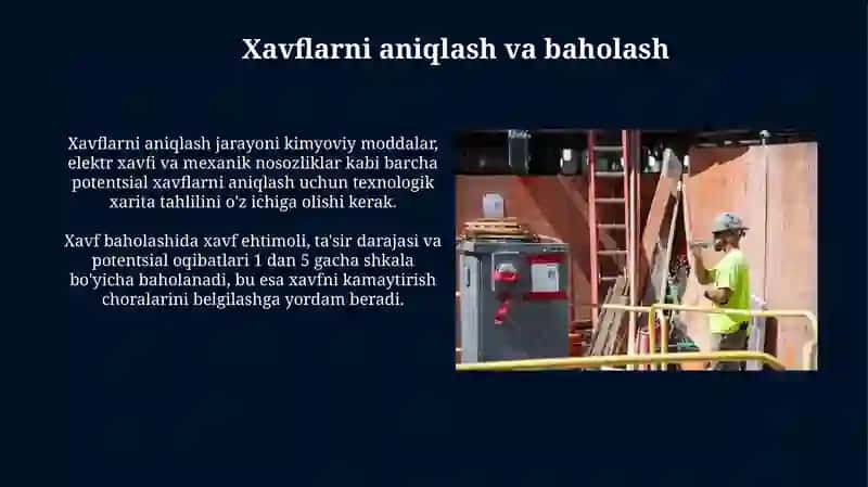 Ishlab chiqarish maydonlarida ishlayotgan ishchilarni favqulotda vaziyatlardan muxofaza yo’llari 3