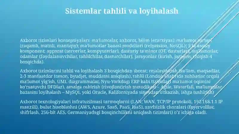 Axborot tizimlarning tushunchasi 3