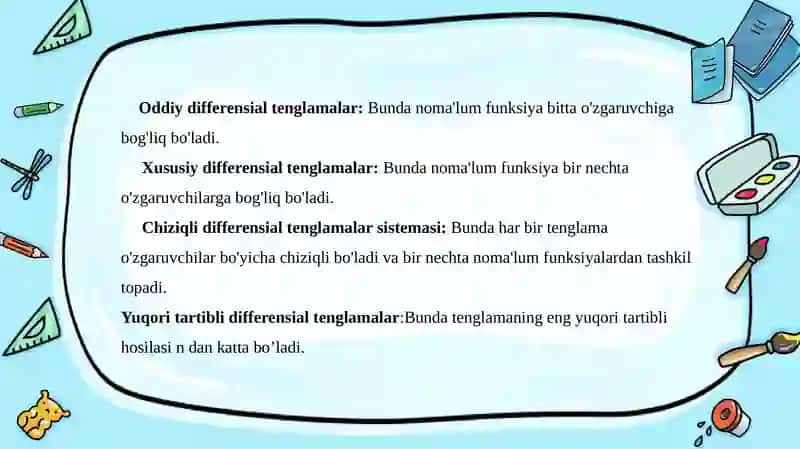 Differensial tenglamalar va ularning turlari 3