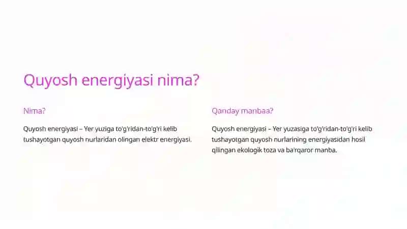 Quyosh energiyasining potensiali va undan unumli foydalanish 3