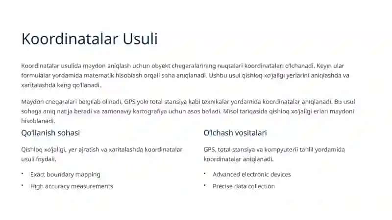 Maydon yuzalarini analitik va grafik usullar bilan aniqlash 3