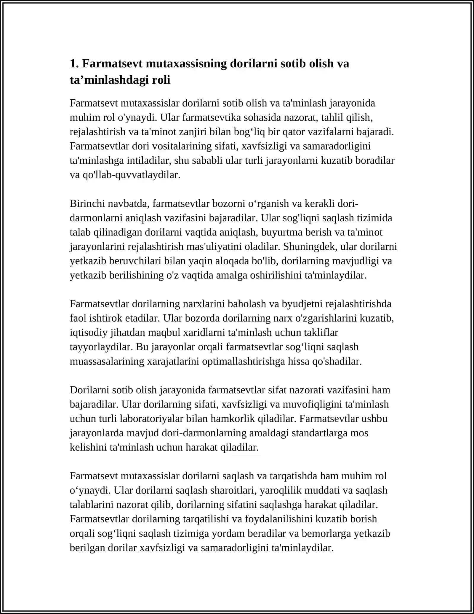 Farmatsevt - Mutaxassisning Dori Ta’minoti Tizimidagi Roli 3