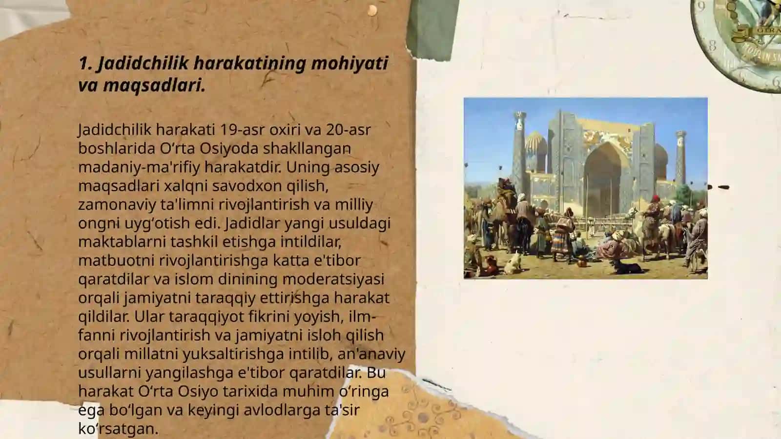 Jadid ma‘rifatparvarlarining ijtimoiy-ma'naviy hayotda tutgan oʻrni (XX asr boshlari) 3