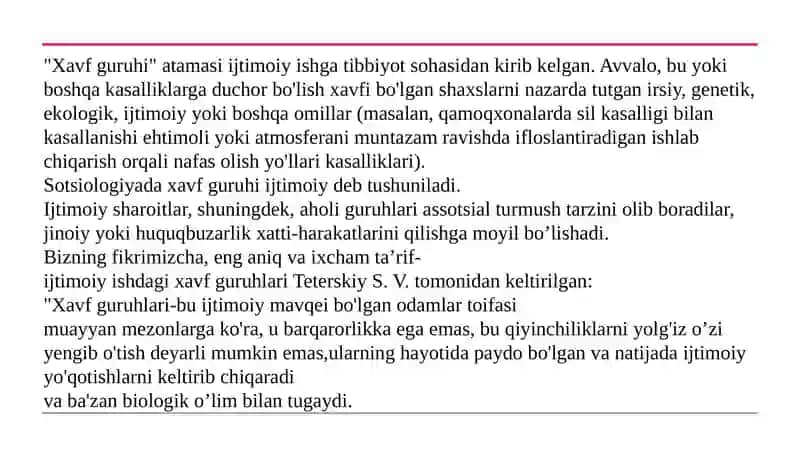 Yuqori xavf ostida bo’lgan odamlar va guruhlar bilan ijtimoiy ish olib borish 3