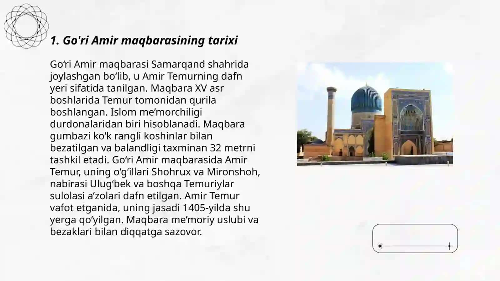 Go'ri Amir va Bibixonim maqbaralari 3