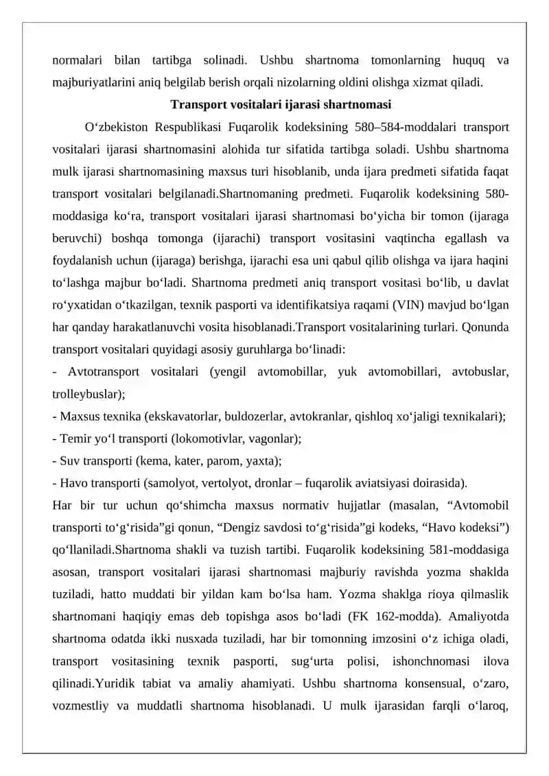 Transport vositalari ijarasi shartnomasi 3
