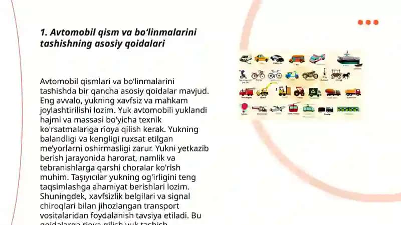 Avtomobil qism va boʻlinmalarini temir yoʻl transportida tashish 3