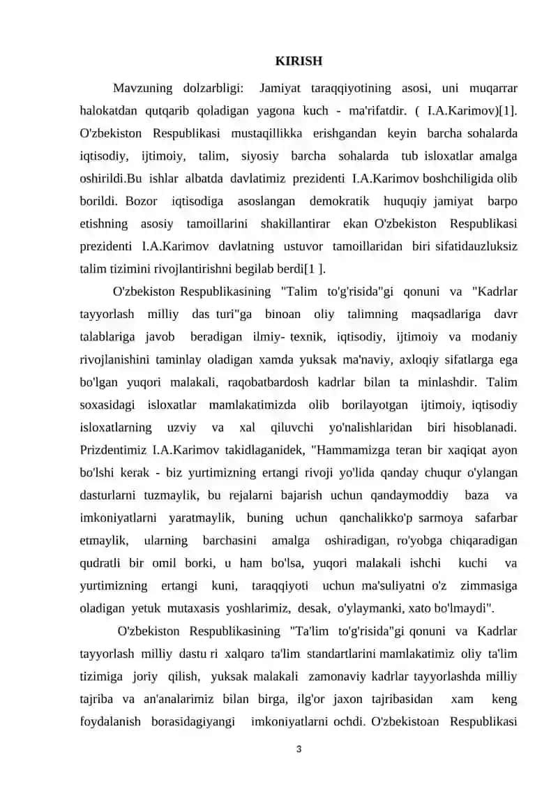 MAVZU: Darsni rejalashtirish va o’qituvchining unga tayyorgarligi 3