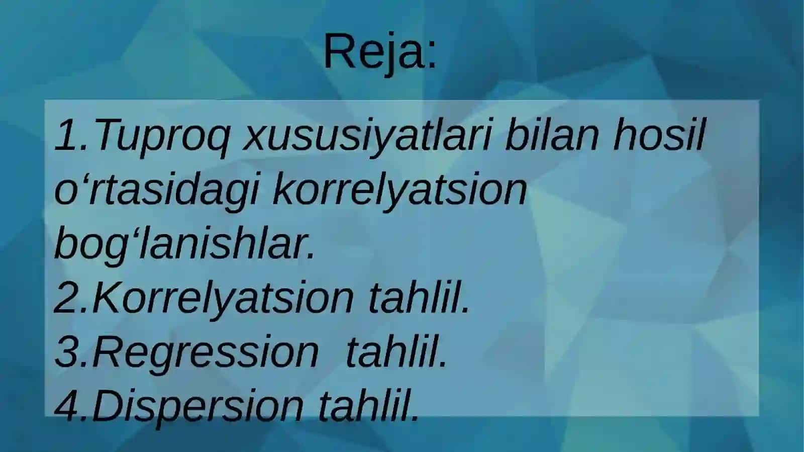 Tabiiy fanlar Tuproqshunoslik ta‘lim yo'nalishi 120_ lll bosqich Qarshiyeva Muniraning 3