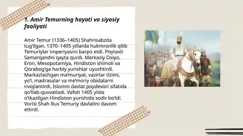 Oʻzbek davlatchiligi tarixida Amir Temur 3