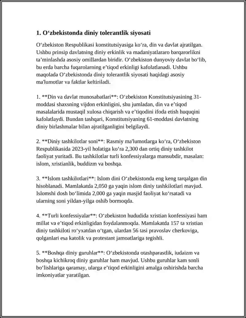 OʻZBEKISTONDA KONFESSIYALARARO MUNOSABATLAR 3
