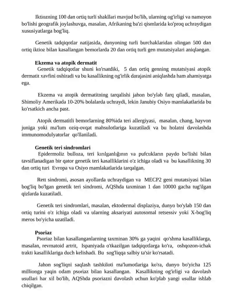 Terining (dermatozlari) nasliy kasalliklari 3