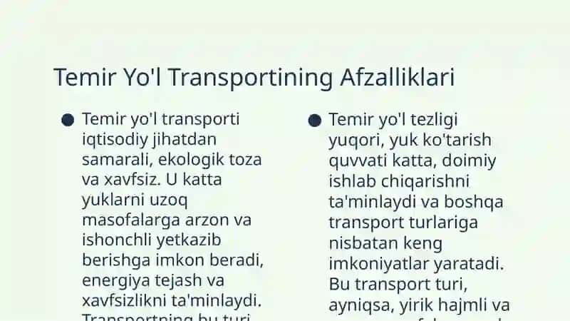 Transportning turli xil turlarida transport-logistika tizimlarining asosiy texnik-iqtisodiy xususiyatlari 3