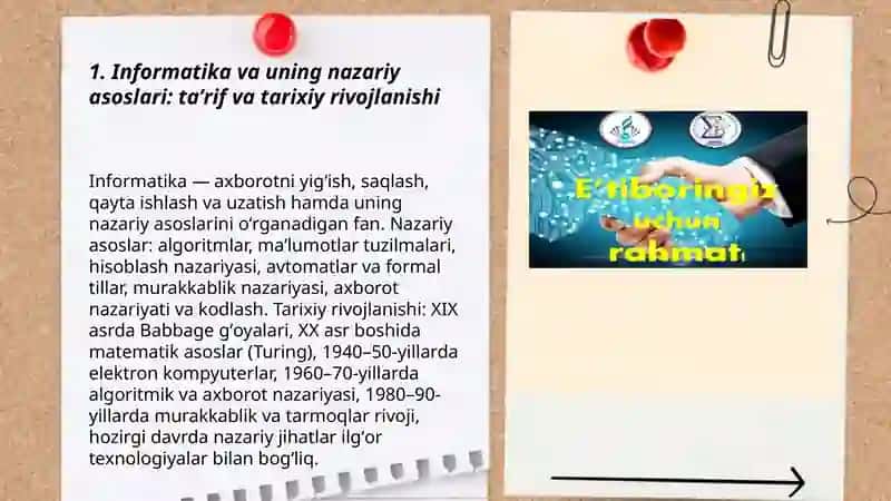 Informatikaning nazariy asoslari" faniga kirish 3