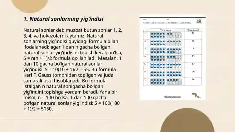 Natural sonlar ustida amallar bajarishga doir masalalar yechish 3
