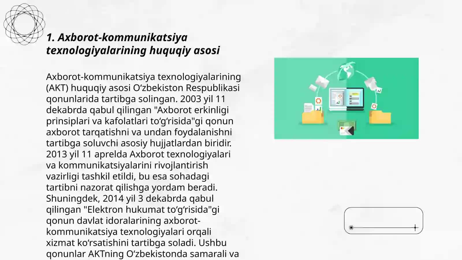 Axborot-komunikatsiya texnologiyalari bo'yicha meyoriy hujjatlarni o'rganish 3