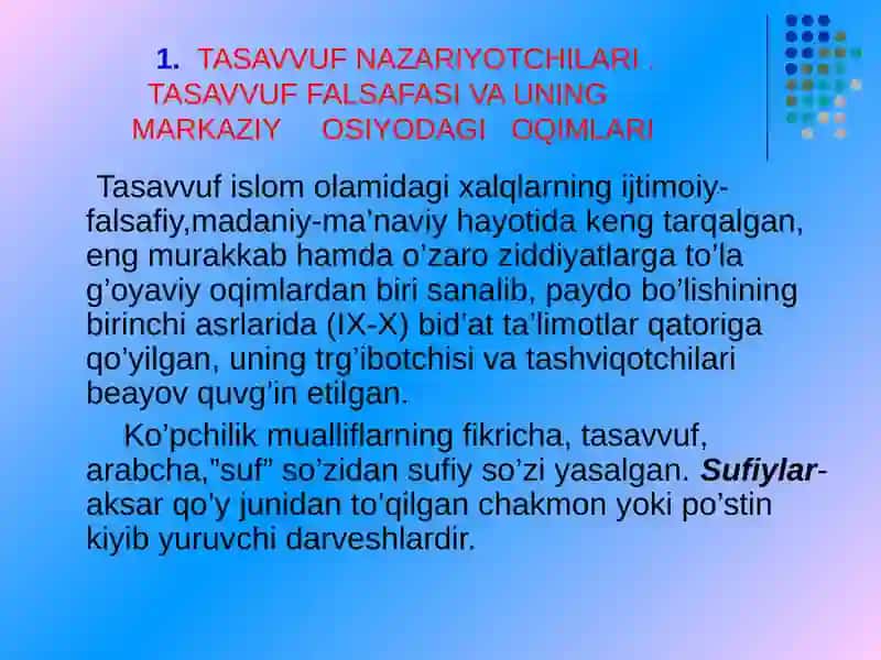 YASSAVIYA, KUBRAVIYA, NAQSHBANDIYA TARIQATLARI 3